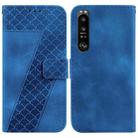 For Sony Xperia 1 III 7-shaped Embossed Leather Phone Case(Blue) - 1