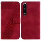 For Sony Xperia 1 III 7-shaped Embossed Leather Phone Case(Red) - 1