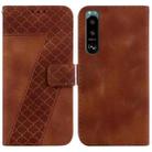 For Sony Xperia 5 III 7-shaped Embossed Leather Phone Case(Brown) - 1