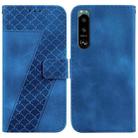 For Sony Xperia 5 III 7-shaped Embossed Leather Phone Case(Blue) - 1