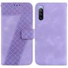 For Sony Xperia 10 III 7-shaped Embossed Leather Phone Case(Purple) - 1