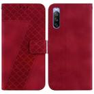 For Sony Xperia 10 III 7-shaped Embossed Leather Phone Case(Red) - 1