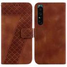 For Sony Xperia 1 IV 7-shaped Embossed Leather Phone Case(Brown) - 1