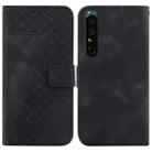For Sony Xperia 1 IV 7-shaped Embossed Leather Phone Case(Black) - 1