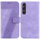 For Sony Xperia 1 V 7-shaped Embossed Leather Phone Case(Purple) - 1