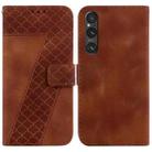 For Sony Xperia 1 V 7-shaped Embossed Leather Phone Case(Brown) - 1