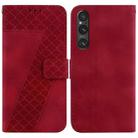 For Sony Xperia 1 V 7-shaped Embossed Leather Phone Case(Red) - 1