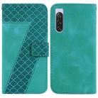 For Sony Xperia 10 V 7-shaped Embossed Leather Phone Case(Green) - 1