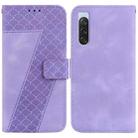 For Sony Xperia 10 V 7-shaped Embossed Leather Phone Case(Purple) - 1