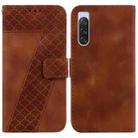 For Sony Xperia 10 V 7-shaped Embossed Leather Phone Case(Brown) - 1