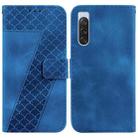 For Sony Xperia 10 V 7-shaped Embossed Leather Phone Case(Blue) - 1