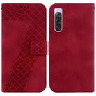 For Sony Xperia 10 V 7-shaped Embossed Leather Phone Case(Red) - 1