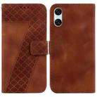 For Sony Xperia 10 VI 7-shaped Embossed Leather Phone Case(Brown) - 1