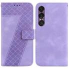 For Sony Xperia 1 VII Seven-shaped Embossed Leather Phone Case(Purple) - 1