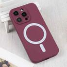 For iPhone 16 Pro Max Liquid Silicone Magsafe Phone Case(Wine Red) - 2