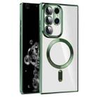 For Samsung Galaxy S20 Ultra CD Texture Plating TPU MagSafe Phone Case with Lens Film(Dark Green) - 1