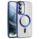 For Samsung Galaxy S21 5G CD Texture Plating TPU MagSafe Phone Case with Lens Film(Royal Blue) - 1