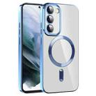 For Samsung Galaxy S21 5G CD Texture Plating TPU MagSafe Phone Case with Lens Film(Sierra Blue) - 1