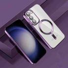 For Samsung Galaxy S21 Ultra 5G CD Texture Plating TPU MagSafe Phone Case with Lens Film(Dark Purple) - 2