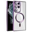 For Samsung Galaxy S22 Ultra 5G CD Texture Plating TPU MagSafe Phone Case with Lens Film(Dark Purple) - 1