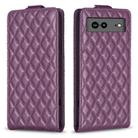 For Google Pixel 7a Diamond Lattice Vertical Flip Leather Phone Case(Dark Purple) - 1