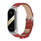 For Xiaomi Mi Band 8 Mijobs CS Case Microfiber PU Leather Watch Band(Red Silver) - 1