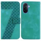 For Huawei nova Y70 Plus 7-shaped Embossed Leather Phone Case(Green) - 1