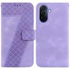 For Huawei nova Y70 Plus 7-shaped Embossed Leather Phone Case(Purple) - 1