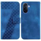 For Huawei nova Y70 Plus 7-shaped Embossed Leather Phone Case(Blue) - 1