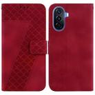 For Huawei nova Y70 Plus 7-shaped Embossed Leather Phone Case(Red) - 1