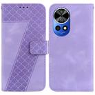 For Huawei nova 12 Pro Seven-shaped Embossed Leather Phone Case(Purple) - 1
