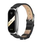 For Xiaomi Mi Band 8 Mijobs Plus Case Microfiber PU Leather Watch Band(Black Silver) - 1