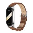 For Xiaomi Mi Band 8 Mijobs Plus Case Microfiber PU Leather Watch Band(Brown Silver) - 1