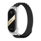 For Xiaomi Mi Band 8 Mijobs CS Case Nylon Breathable Watch Band(Black Silver) - 1