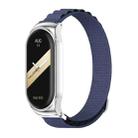 For Xiaomi Mi Band 8 Mijobs CS Case Nylon Breathable Watch Band(Midnight Blue Silver) - 1