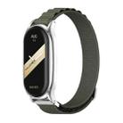 For Xiaomi Mi Band 8 Mijobs Plus Case Nylon Breathable Watch Band(Army Green Silver) - 1