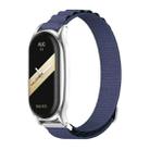 For Xiaomi Mi Band 8 Mijobs Plus Case Nylon Breathable Watch Band(Midnight Blue Silver) - 1