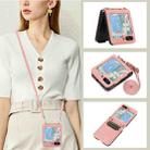 For Samsung Galaxy Z Flip5 Horizontal Flip Leather Phone Case with Long Lanyard(Pink) - 1