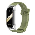 For Xiaomi Mi Band 8 Mijobs CS Case Silicone Watch Band(Army Green Silver) - 1