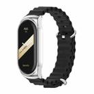 For Xiaomi Mi Band 8 Mijobs CS Case Marine Silicone Breathable Watch Band(Black Silver) - 1