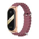 For Xiaomi Mi Band 8 Mijobs CS Case Marine Silicone Breathable Watch Band(Wine Red Rose Gold) - 1