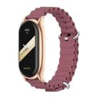 For Xiaomi Mi Band 8 Mijobs Plus Case Marine Silicone Breathable Watch Band(Wine Red Rose Gold) - 1