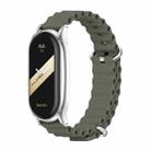 For Xiaomi Mi Band 8 Mijobs Plus Case Marine Silicone Breathable Watch Band(Khaki Green Silver) - 1