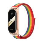For Xiaomi Mi Band 8 Mijobs CS Case Breathable Nylon Loop Watch Band(Rainbow Rose Gold) - 1