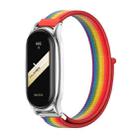 For Xiaomi Mi Band 8 Mijobs Plus Case Breathable Nylon Loop Watch Band(Rainbow Silver) - 1