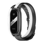 For Xiaomi Mi Band 8 Mijobs Plus Case Double-Loop Leather Watch Band(Black+White) - 1