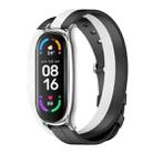 For Xiaomi Mi Band 6 / 5 / 4 / 3 Mijobs Plus Case Double-Loop Leather Watch Band(Black+White+Silver) - 1