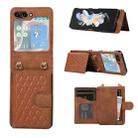 For Samsung Galaxy Z Flip5 Card Slot Diamond Lattice Folding Leather Phone Case(Brown) - 1