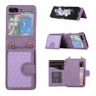 For Samsung Galaxy Z Flip5 Card Slot Diamond Lattice Folding Leather Phone Case(Purple) - 1