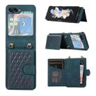 For Samsung Galaxy Z Flip5 Card Slot Diamond Lattice Folding Leather Phone Case(Blue) - 1